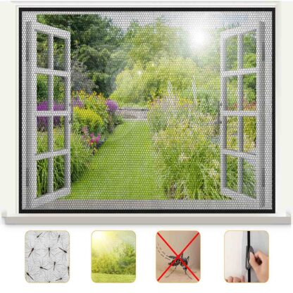 4 szt Moskitiera Siatka na Okno Okienna Komary Owady Przeciw Owadom 130x150 - obrazek 10