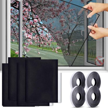 4 szt Moskitiera Siatka na Okno Okienna Komary Owady Przeciw Owadom 130x150 - obrazek 4